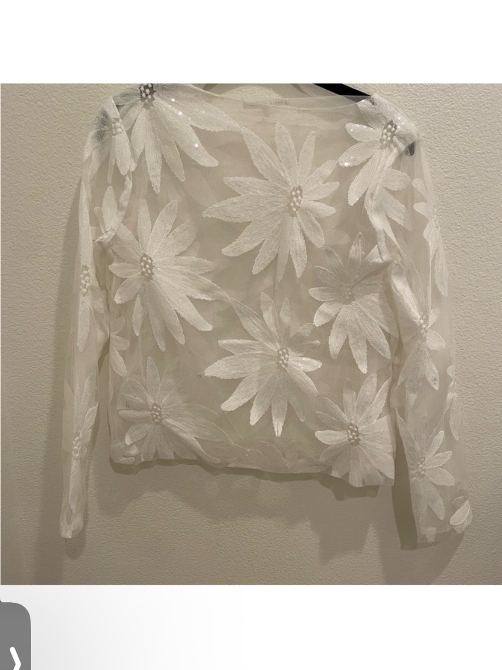 Endless Rose White Sheer Floral Embroidered Mesh Top Size Small - Picture 5 of 6